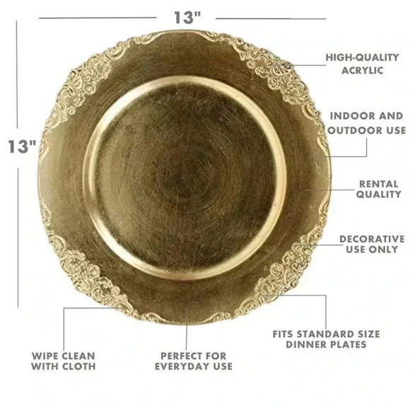 NWOT Vintage Acrylic Charger Plates, Gold - Set of 4 - Picture 6 of 6